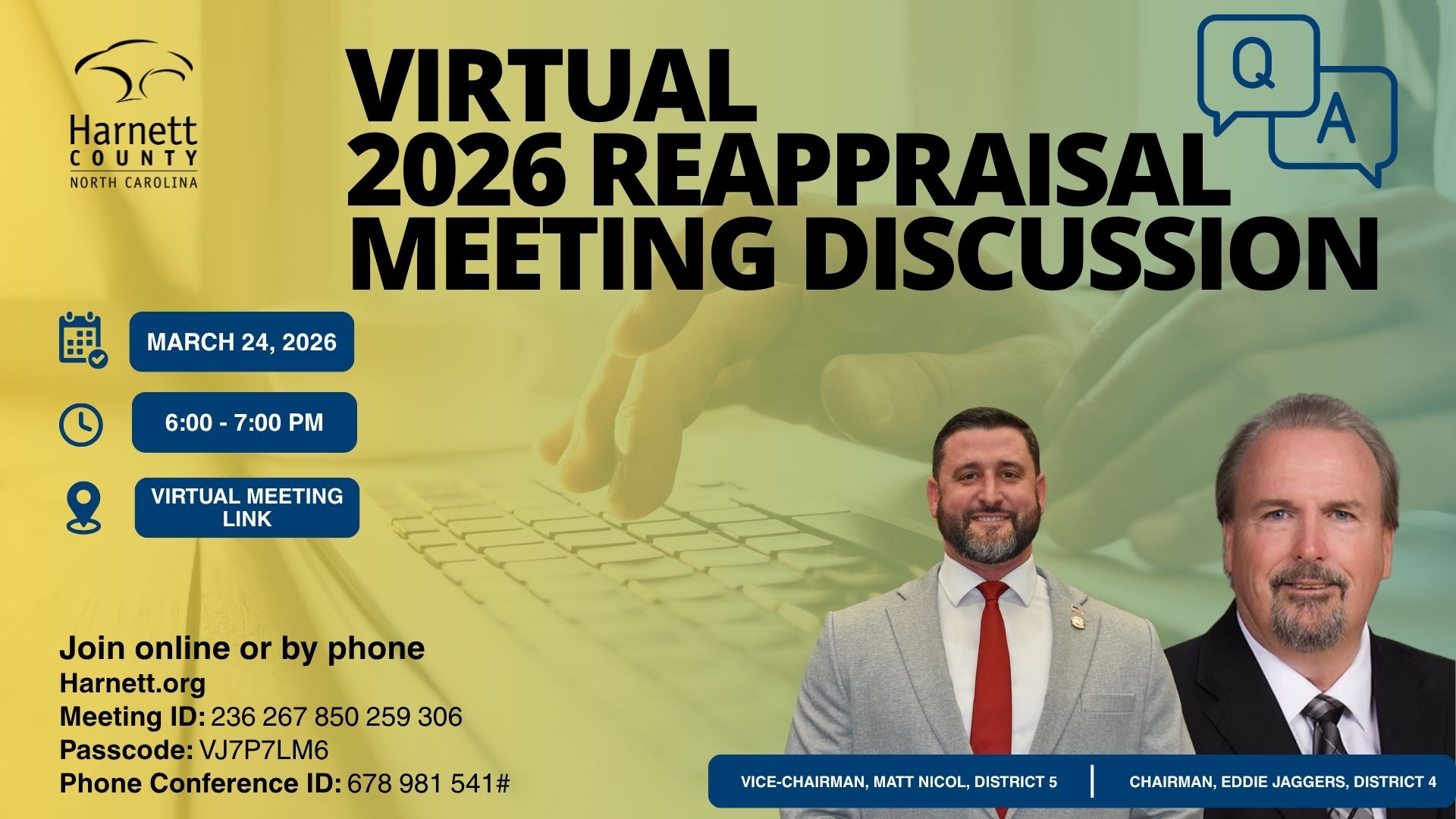Virtual Meeting graphic with Commissioners