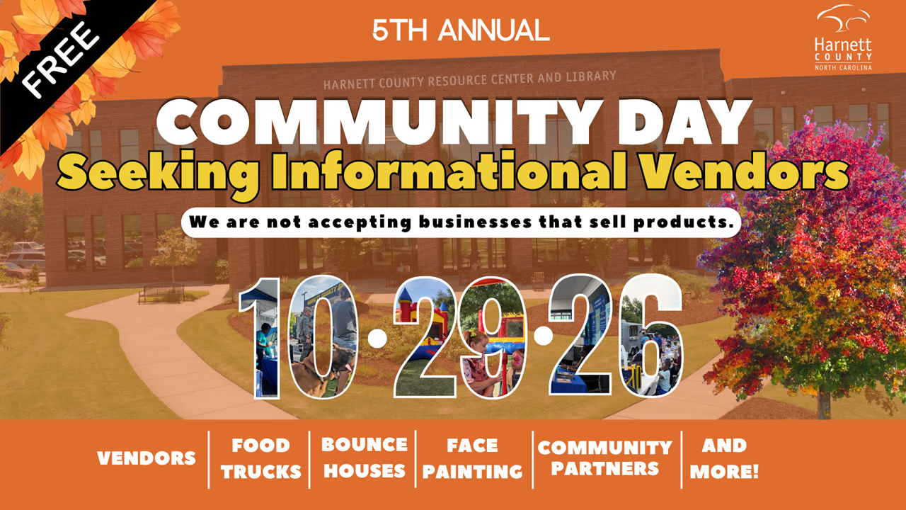 Orange graphic with Community Day information