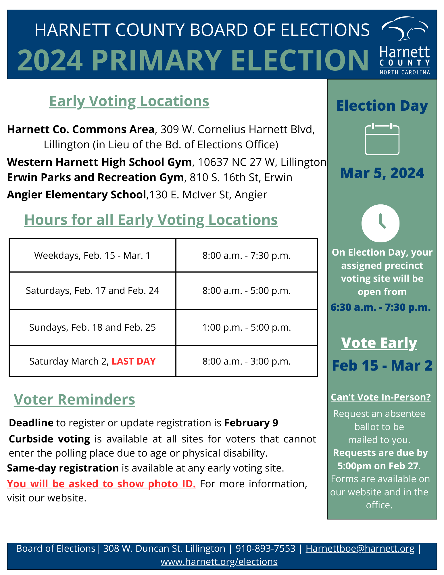 2024 Primary Early Voting Information
