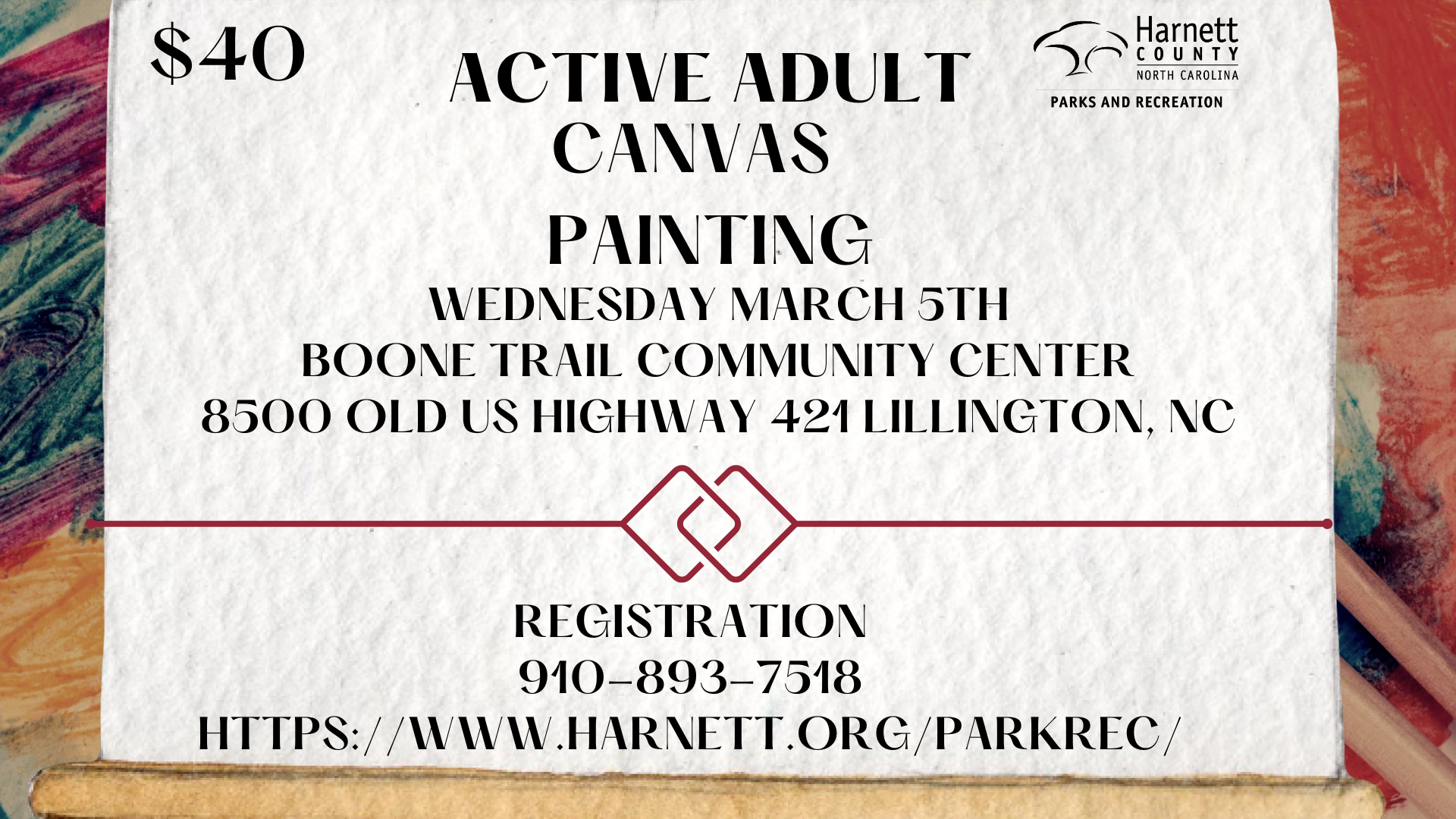 Active Adults Canvas Painting Class- Boone Trail Community Center & Library