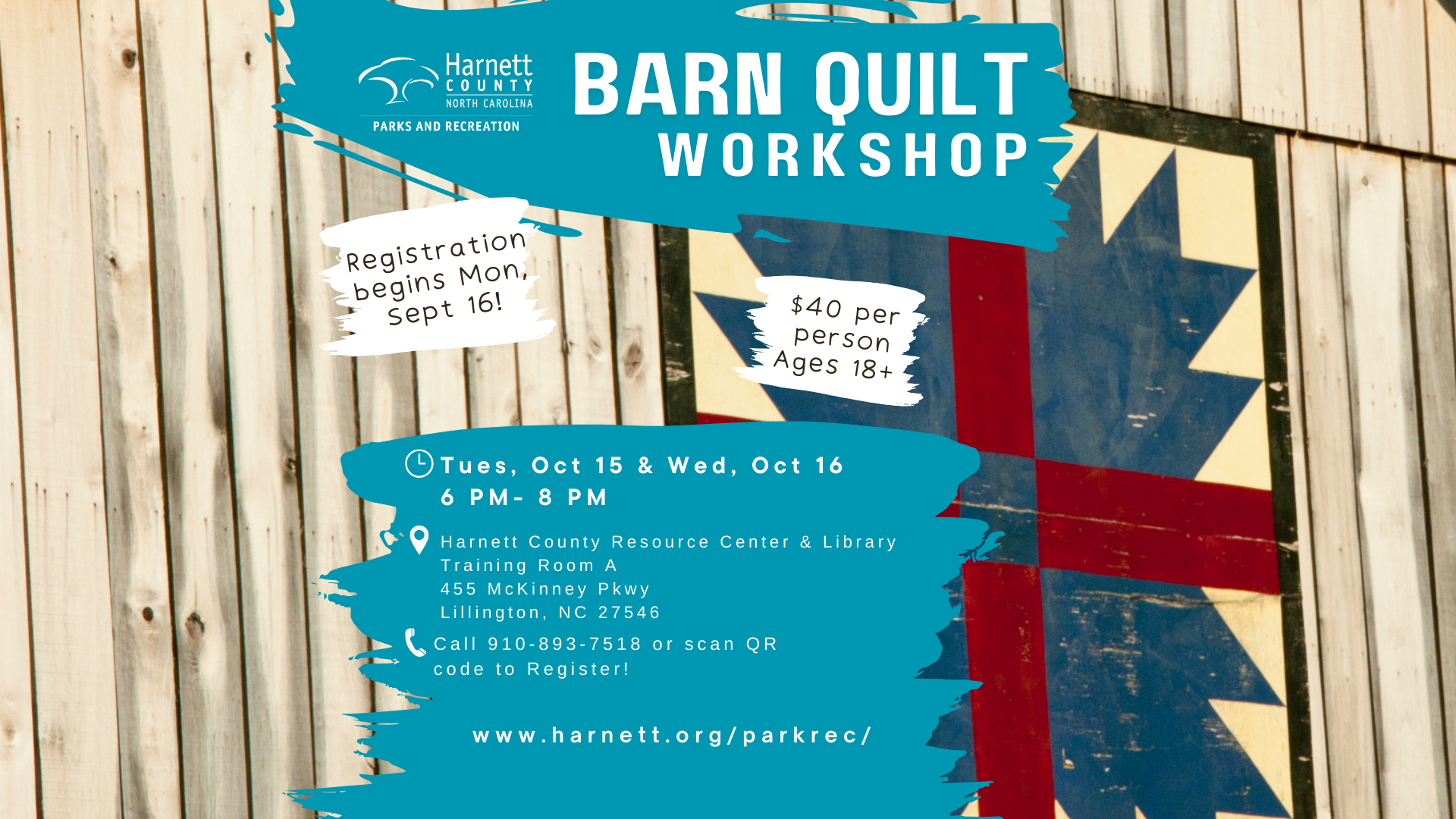 October 2024 Barn Quilt Workshop!