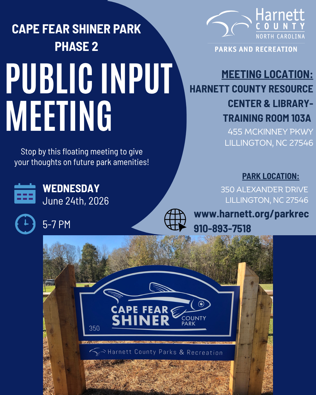 Cape Fear Shiner Park Phase 2 Public Input Meeting- June 24, 2026