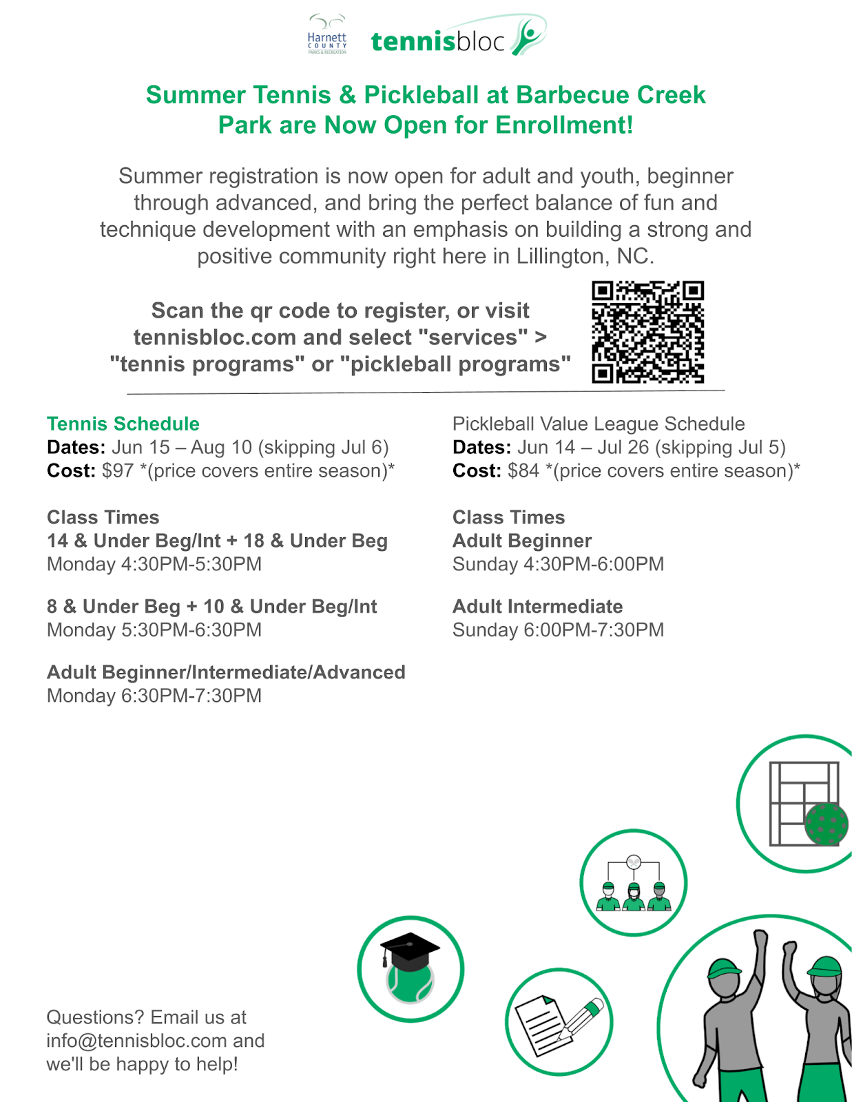 Pickleball & Tennis Clinics- Summer 2026- Barbecue Creek Park