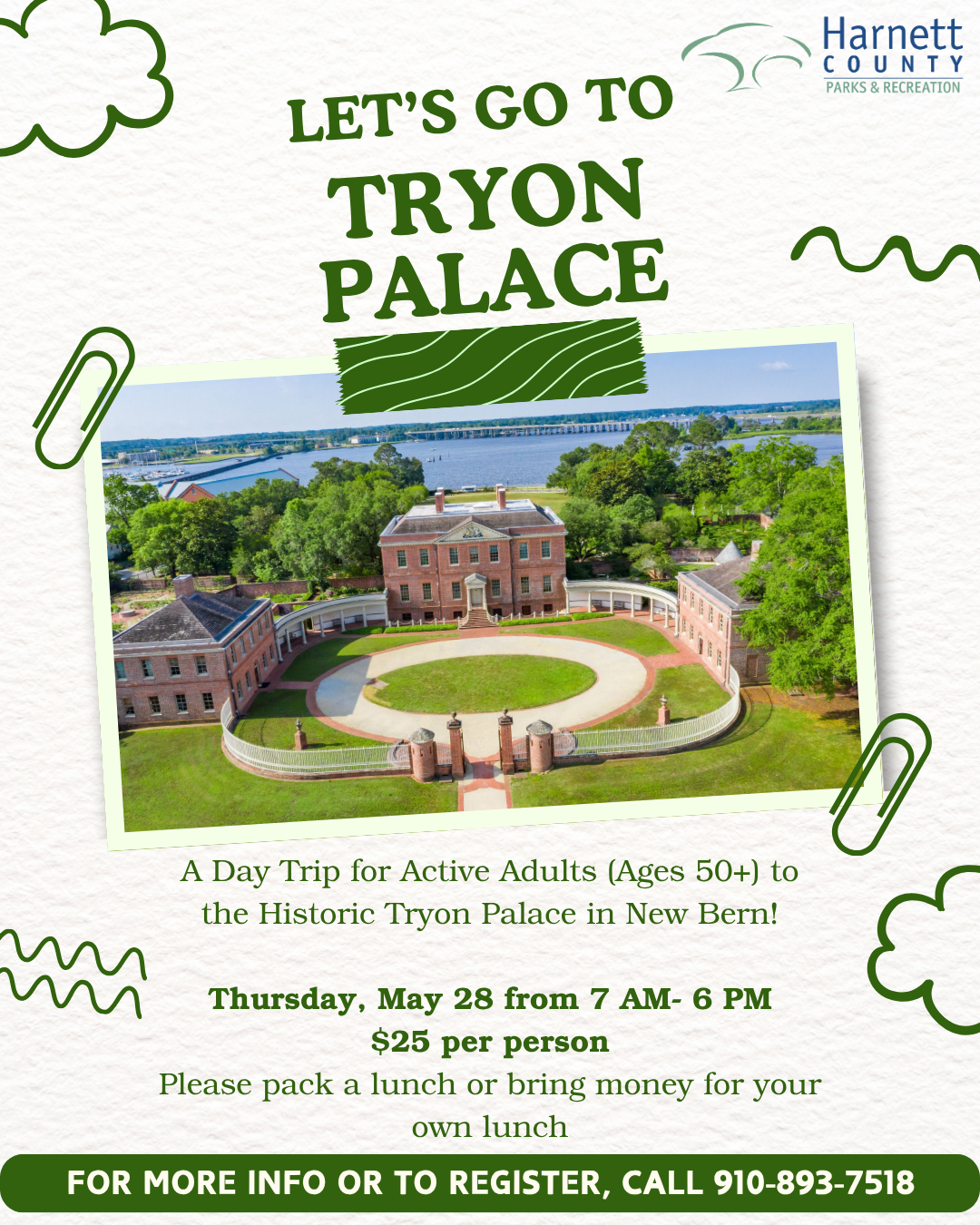 Active Adults Trip to Tryon Palace in New Bern- May 2026