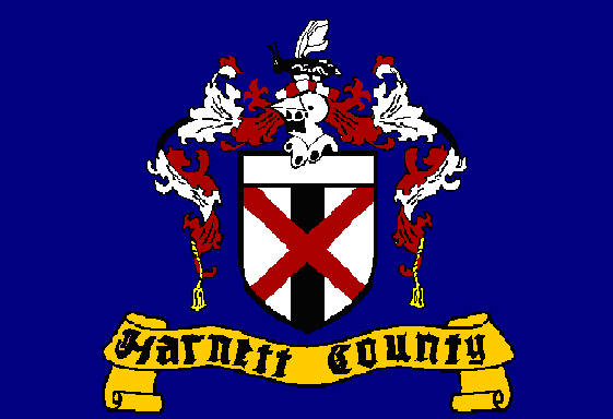Harnett County Flag: Blue Background with a shield