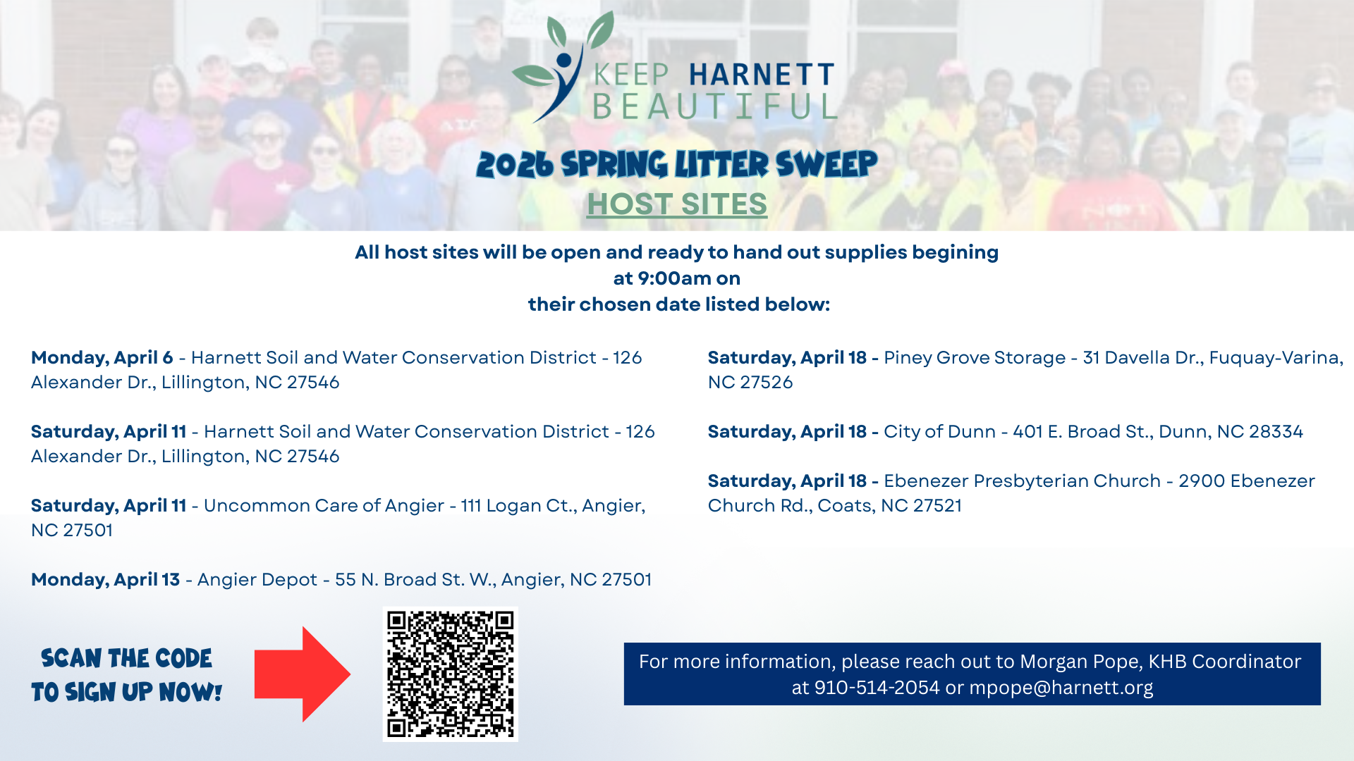 Keep Harnett Beautiful 2026 Spring Litter Sweep! Text LITTER to 910-514-2054