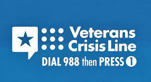 Veteran Crisis Line Dail 988 then PRESS 1/Linea de crisis para veteranas/veteranos marque 988 y luego PRESIONE 1